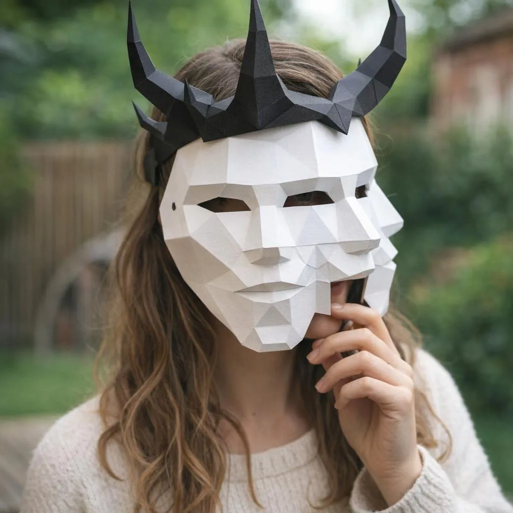 Venetian three-face papercraft 3D mask