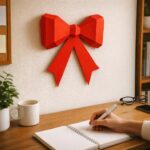 Rote Wand-Schleife aus 3D-Papercraft