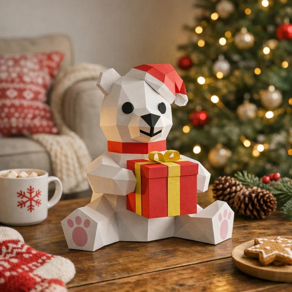 Ours de noel papercraft 3D