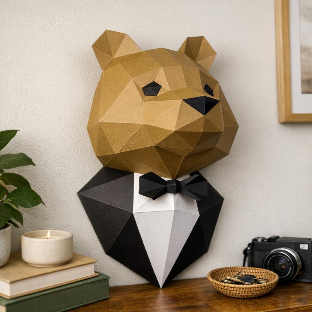 Ours en costume papercraft 3D