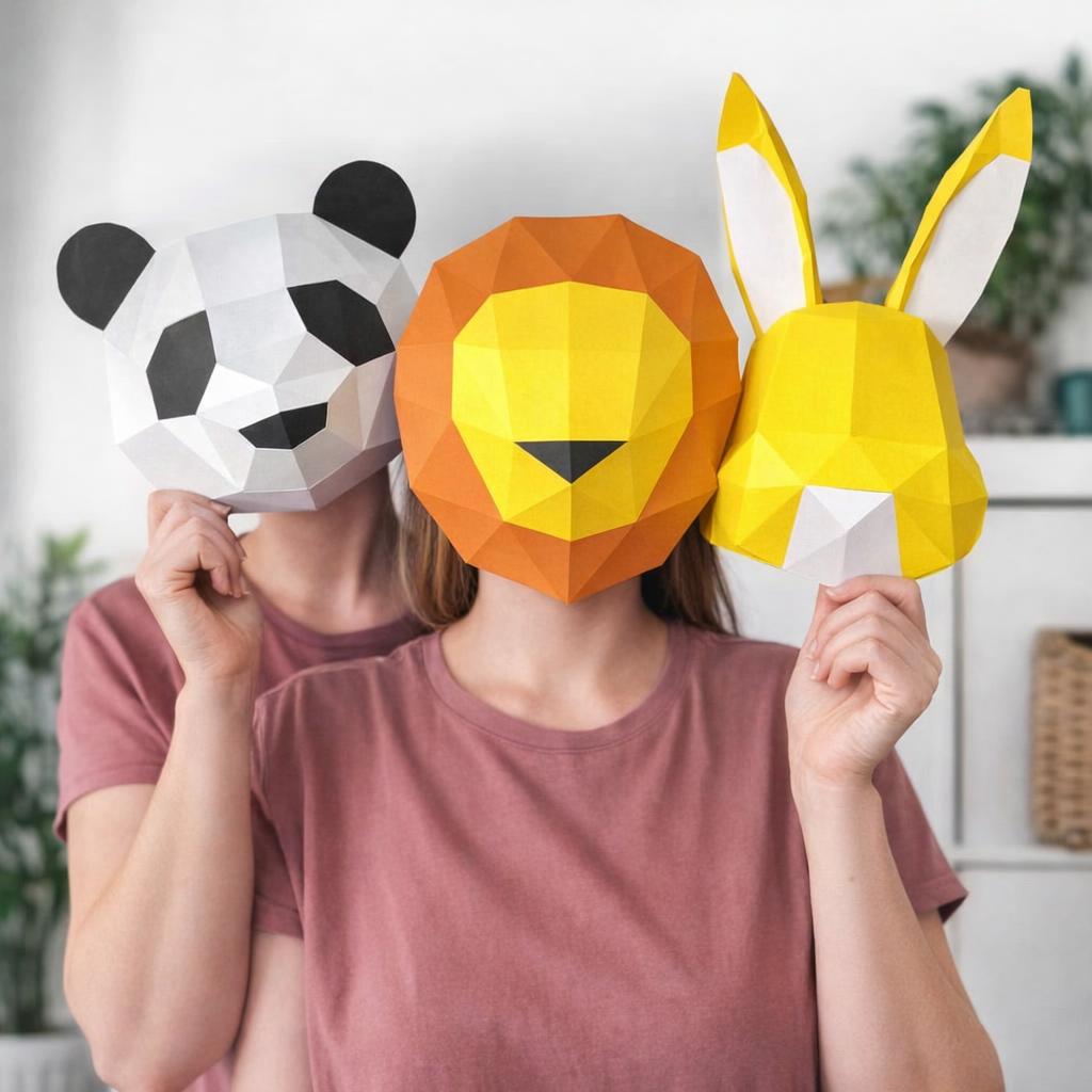 3D papercraft baby pack: panda, rabbit, lion, penguin and more