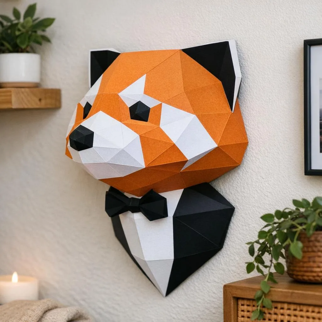 Panda-vermelho de terno papercraft 3D