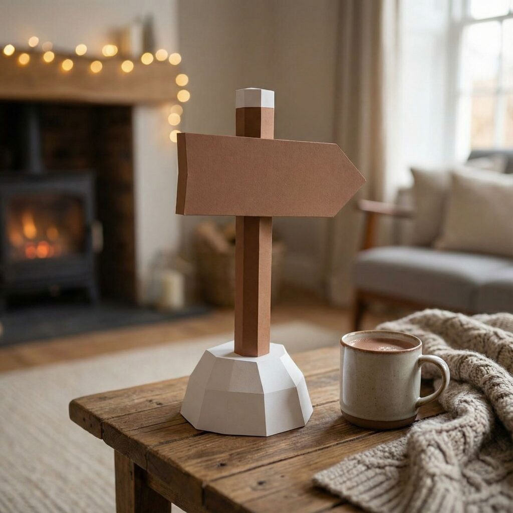 Panneau de direction "Pôle Nord" en Papercraft 3D