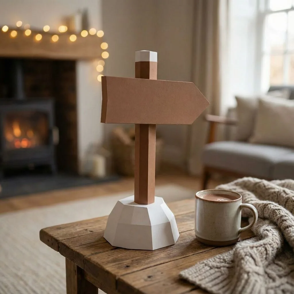 Wegweiser „Nordpol“ aus Papercraft 3D