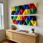 Painel mural geométrico em papercraft 3D