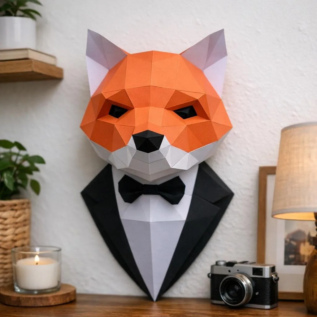3D-Papercraft Fuchs im Anzug