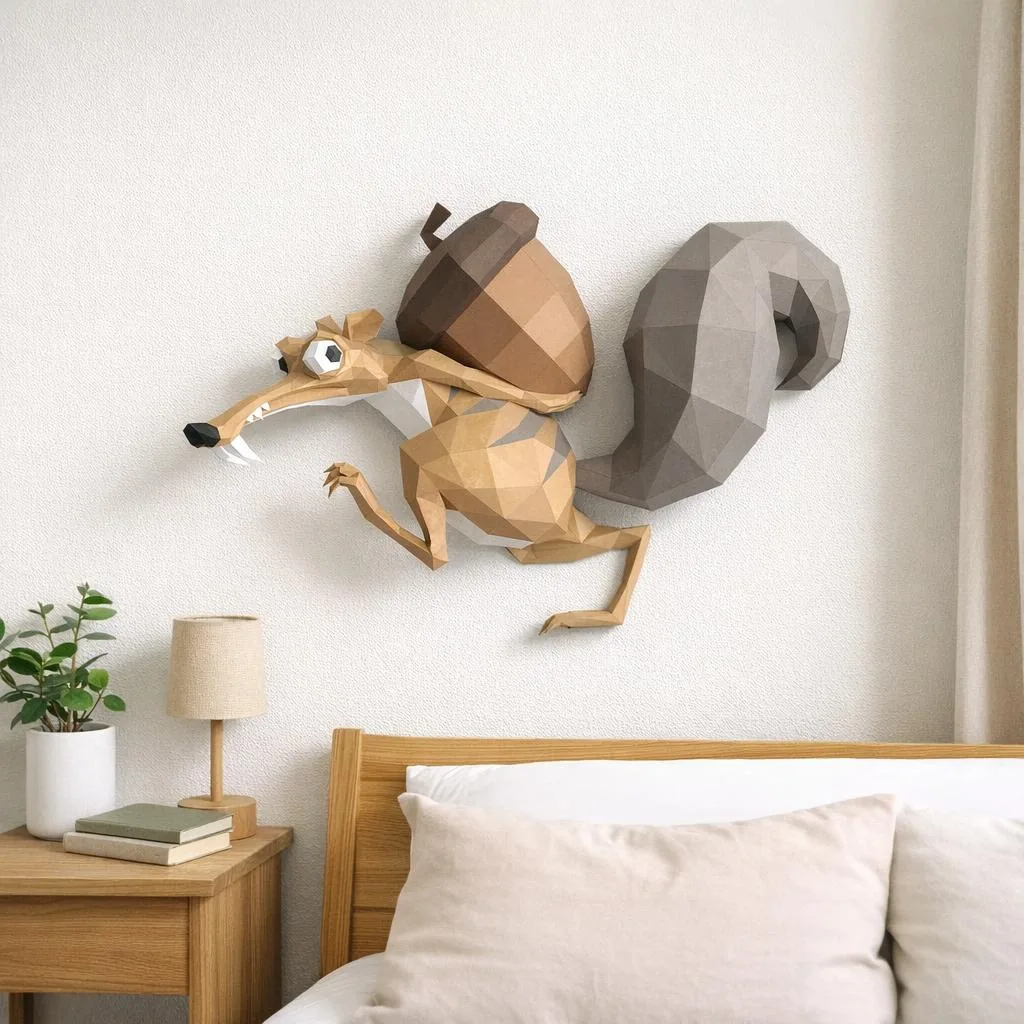 3D Papercraft Ice Age Scrat Wall Sculpture