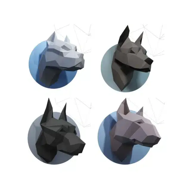 Papercraft 3D cabeças de cães