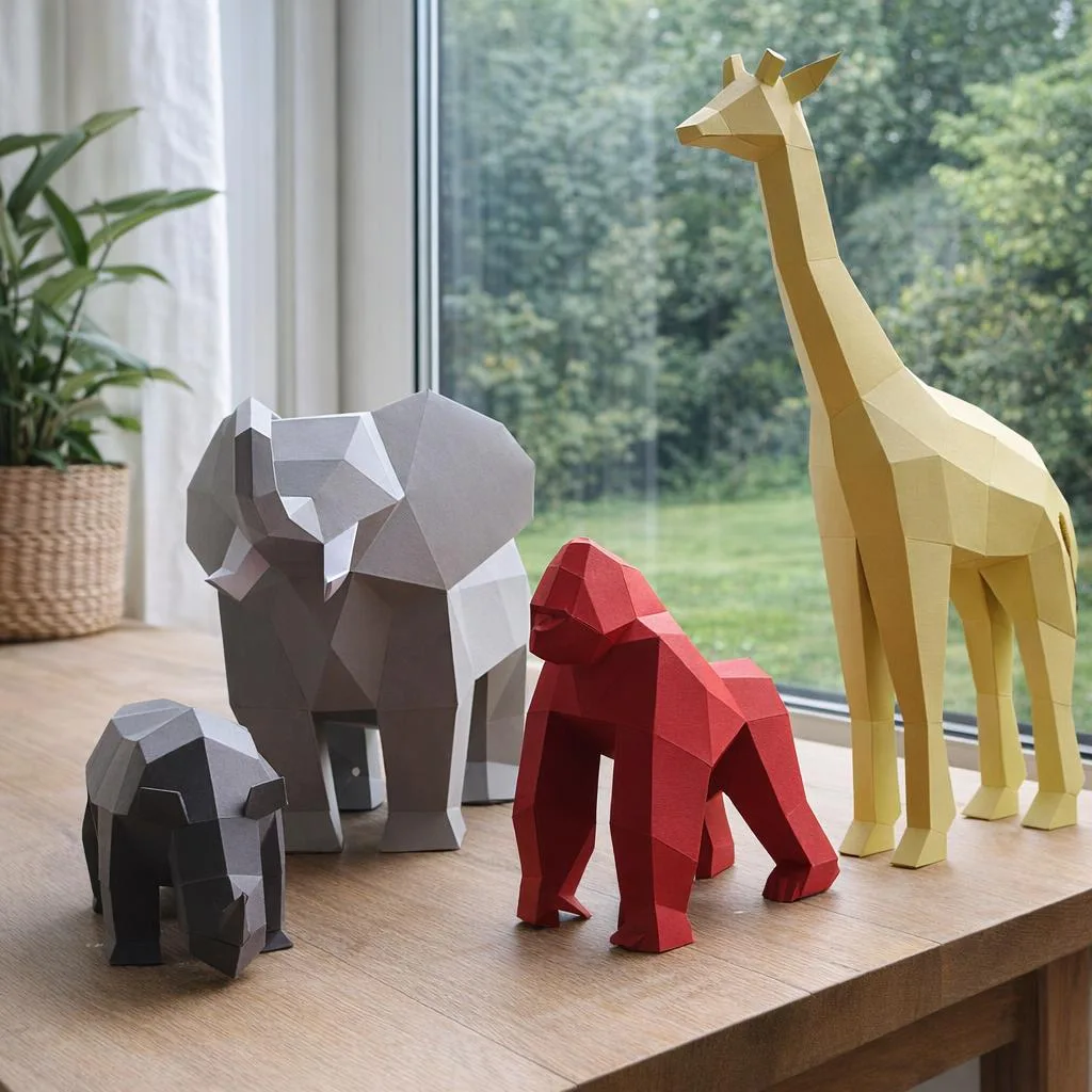 Papercraft afrikanische Tiere als 3D‑Origami - 4‑in‑1‑Set