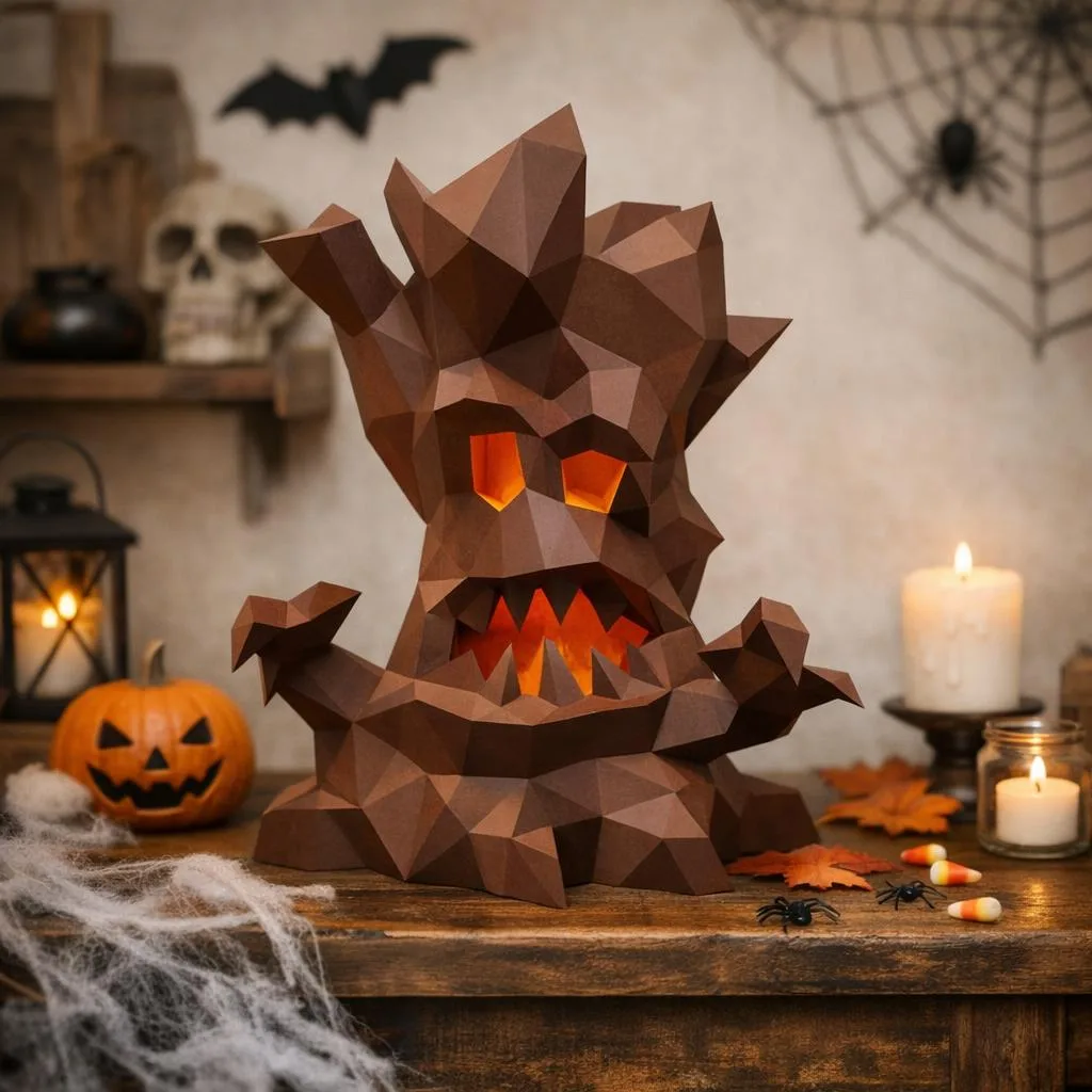 Scary Halloween Tree Papercraft in 3D Origami