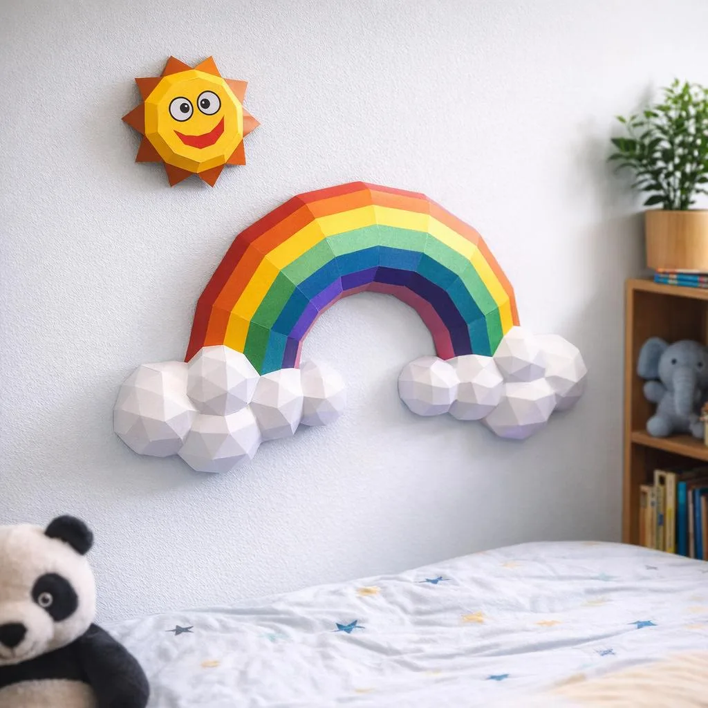 Papercraft Regenbogen und Sonne als Origami