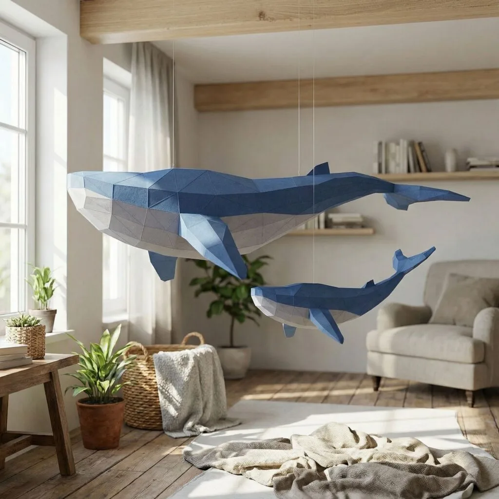Papercraft ballena en origami 3D