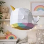 Origami 3D unihorn walvis, weergave 2