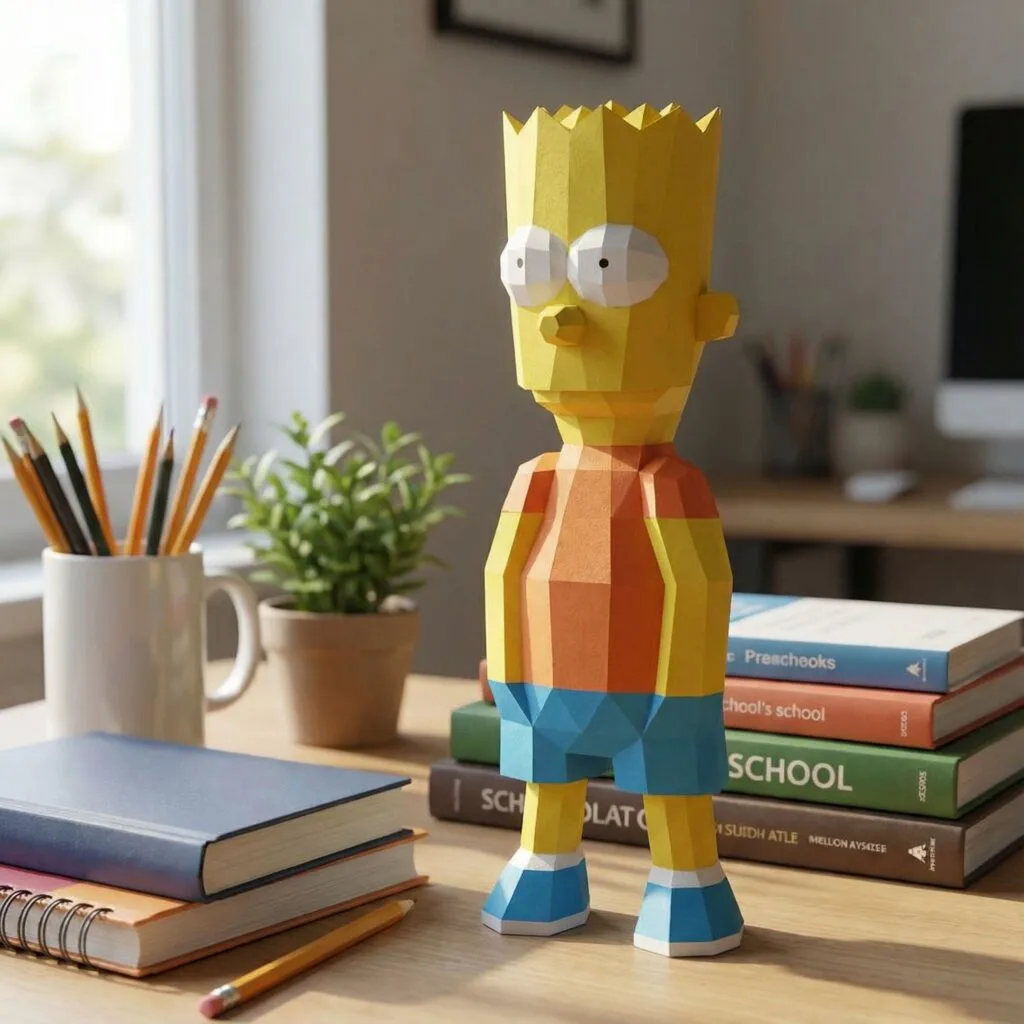 Papercraft Bart Simpson en origami 3D