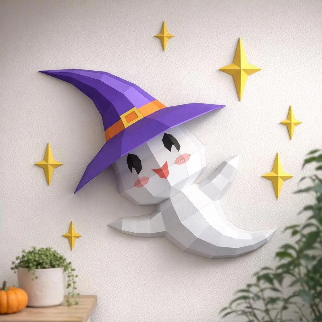 Papercraft bebê fantasma em origami 3D