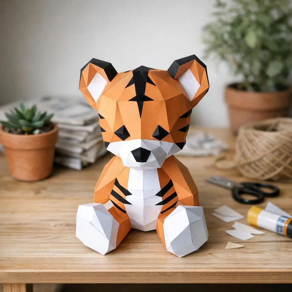 Papercraft bebê tigre fofo para criança