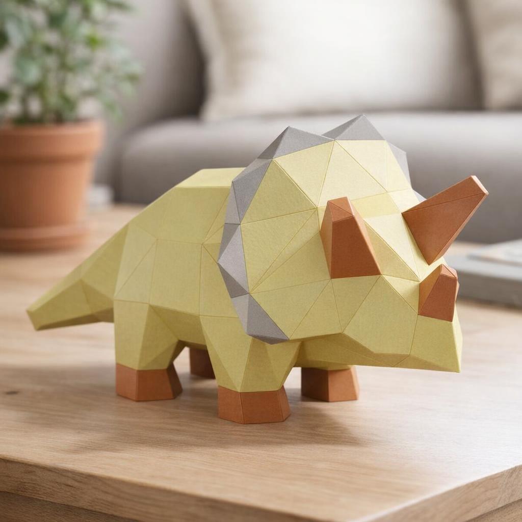 Papercraft bébé Triceratops en origami 3D