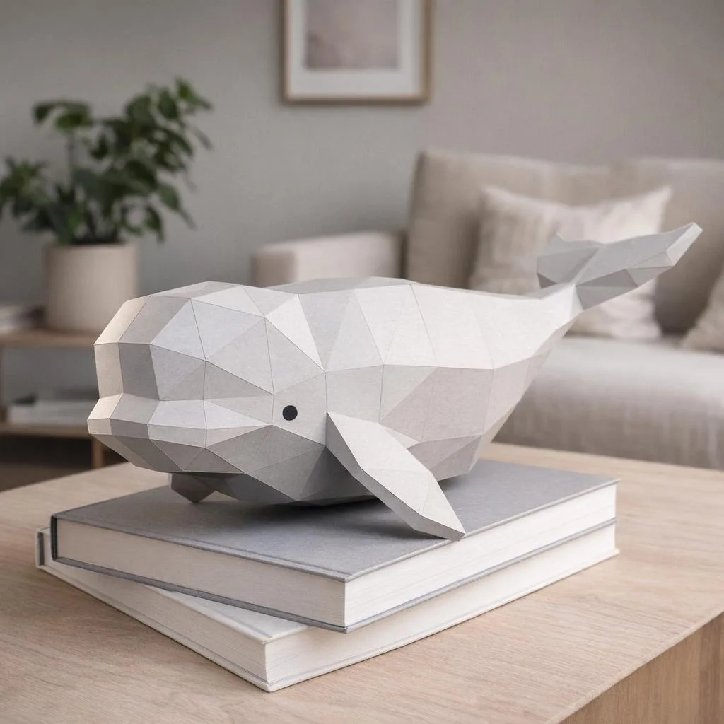 Papercraft beluga em origami 3D