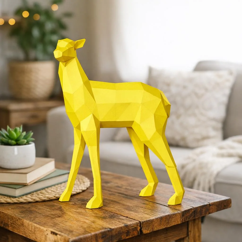 Papercraft stehende Hirschkuh in 3D-Origami