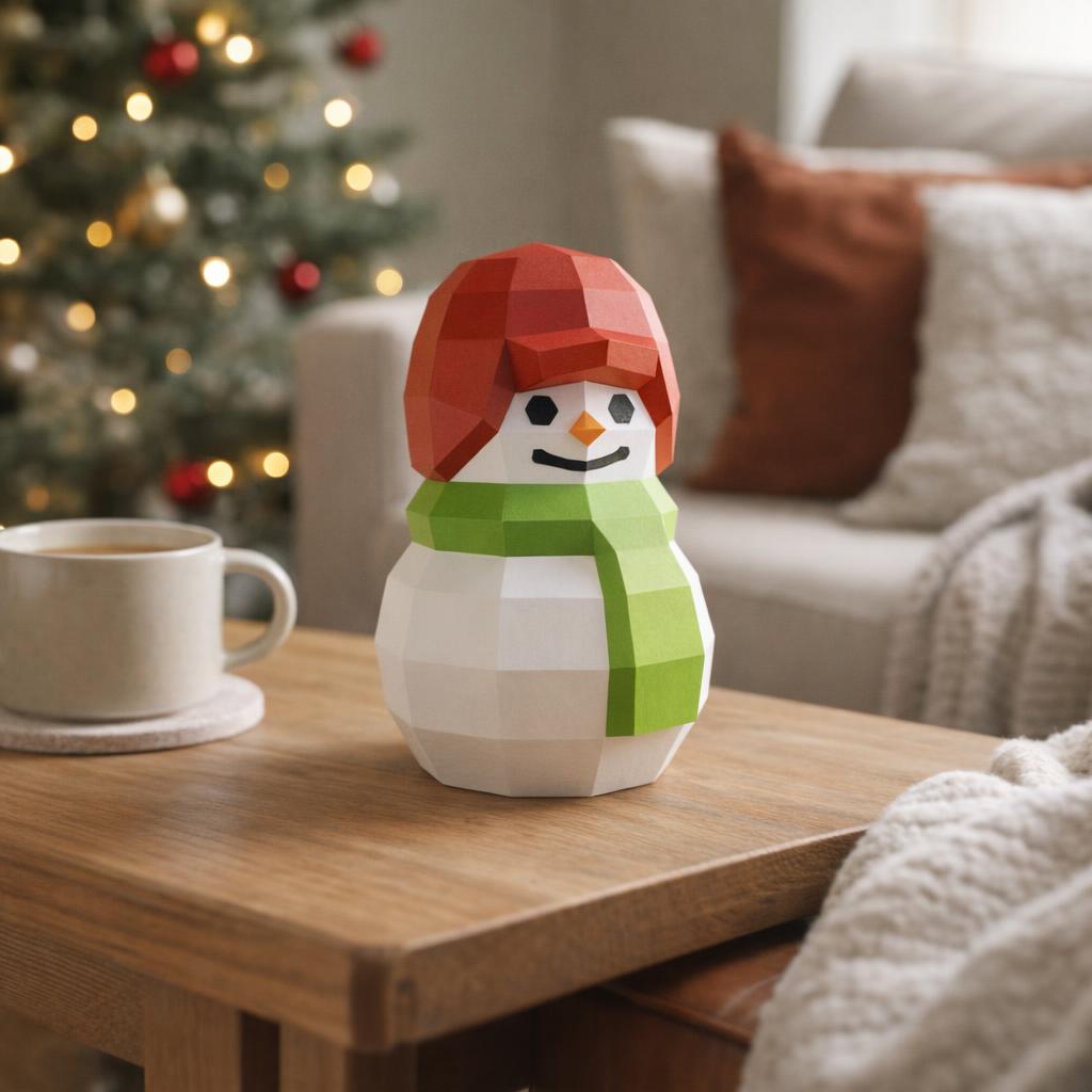 Papercraft bonhomme de neige en origami