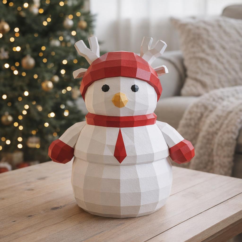 Papercraft bonhomme de neige et femme pain d'épice en origami 3D