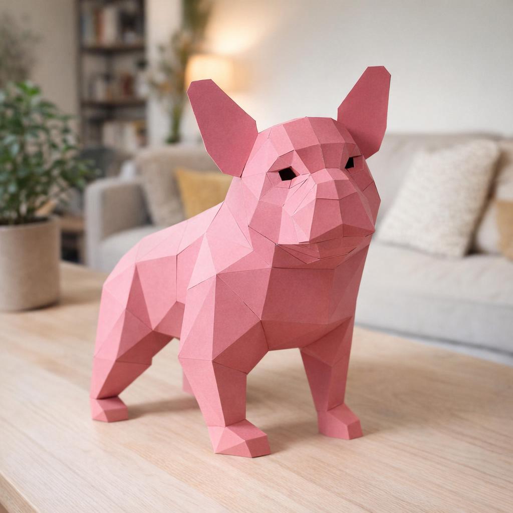 Papercraft bouledogue français en origami 3D