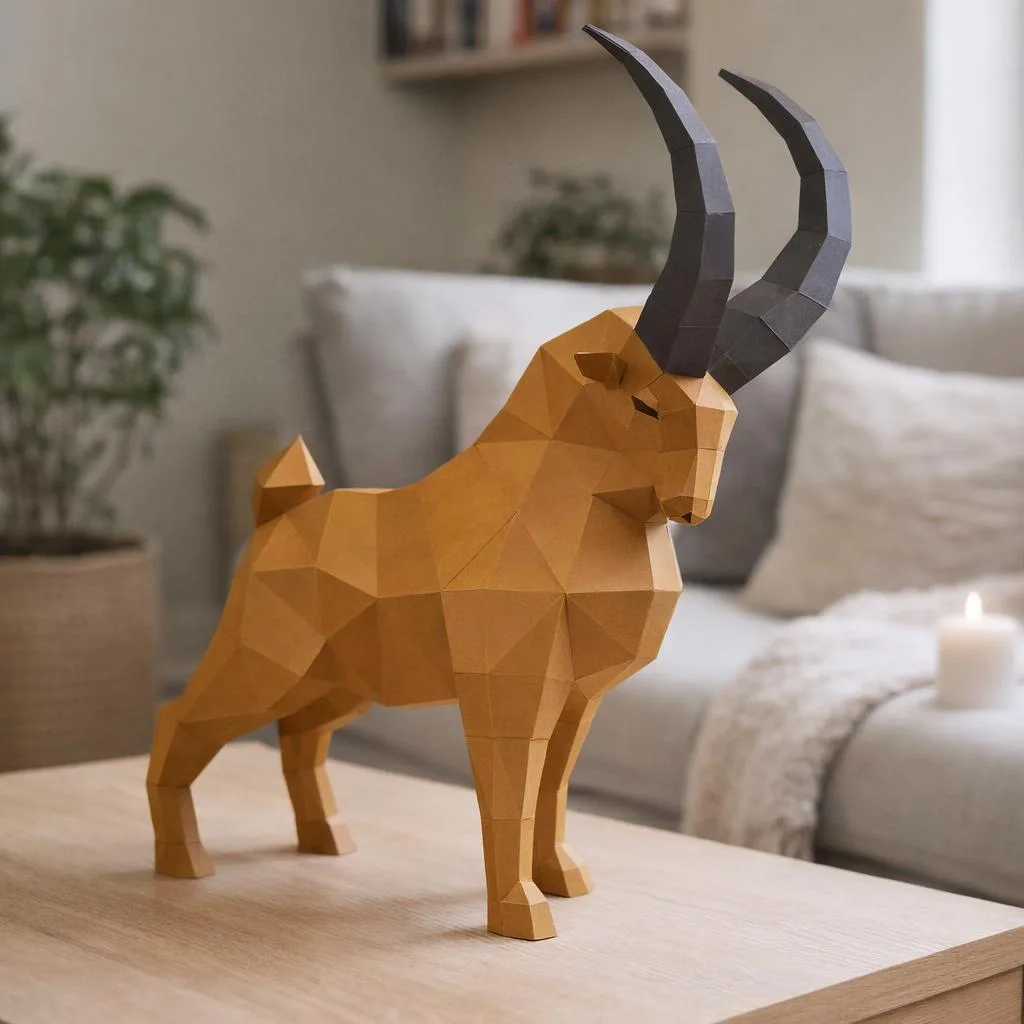 Papercraft Steinbock zum Aufstellen als 3D-Origami