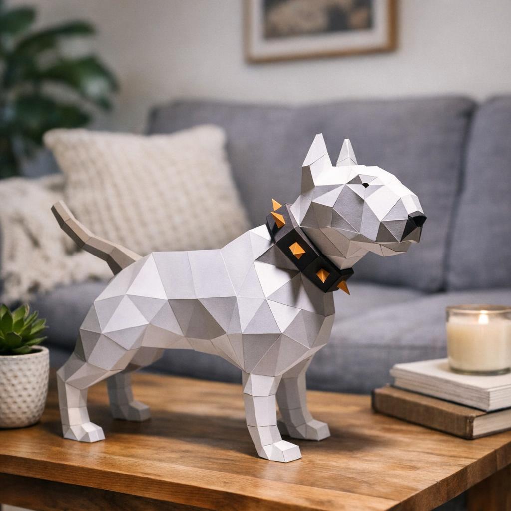 Papercraft Bull Terrier en origami