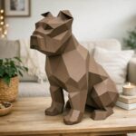 Papercraft bulldog assis en origami 3D