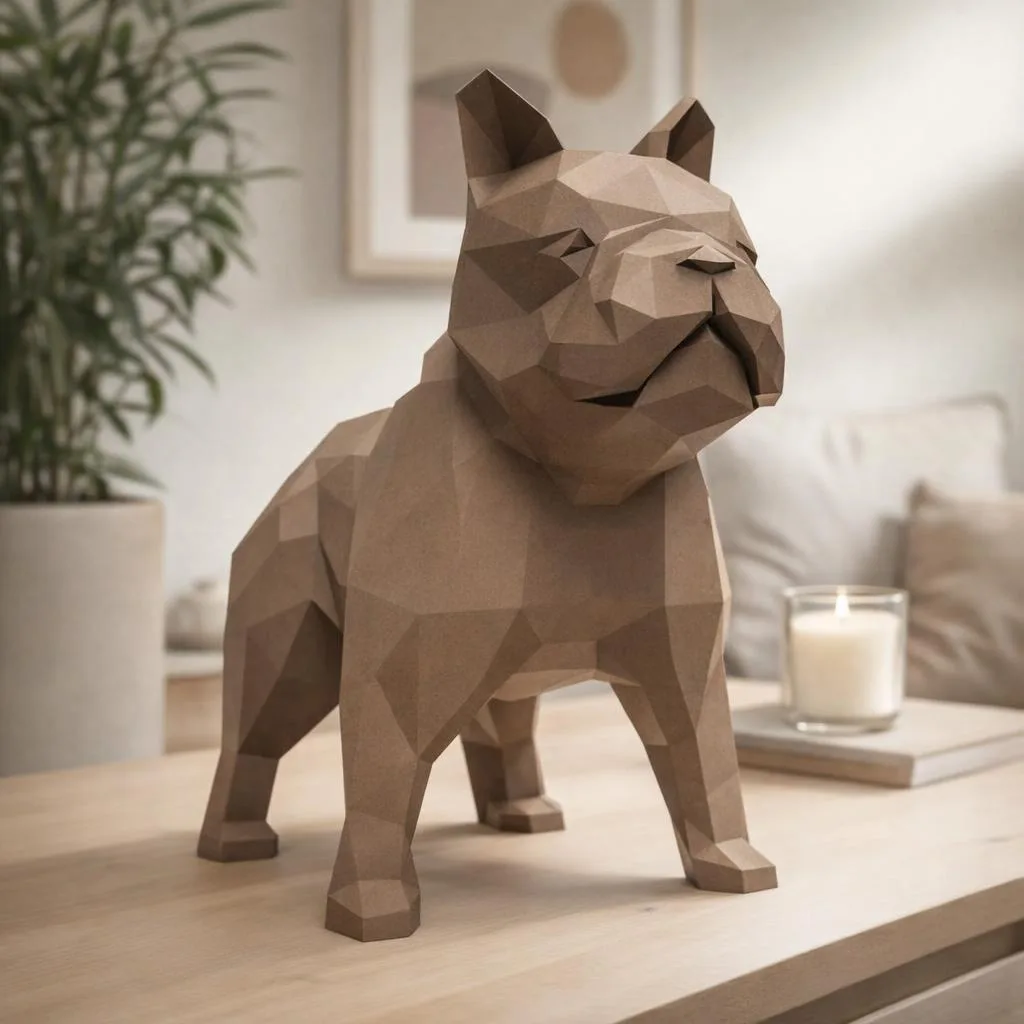 Papercraft bulldog francese in origami 3D