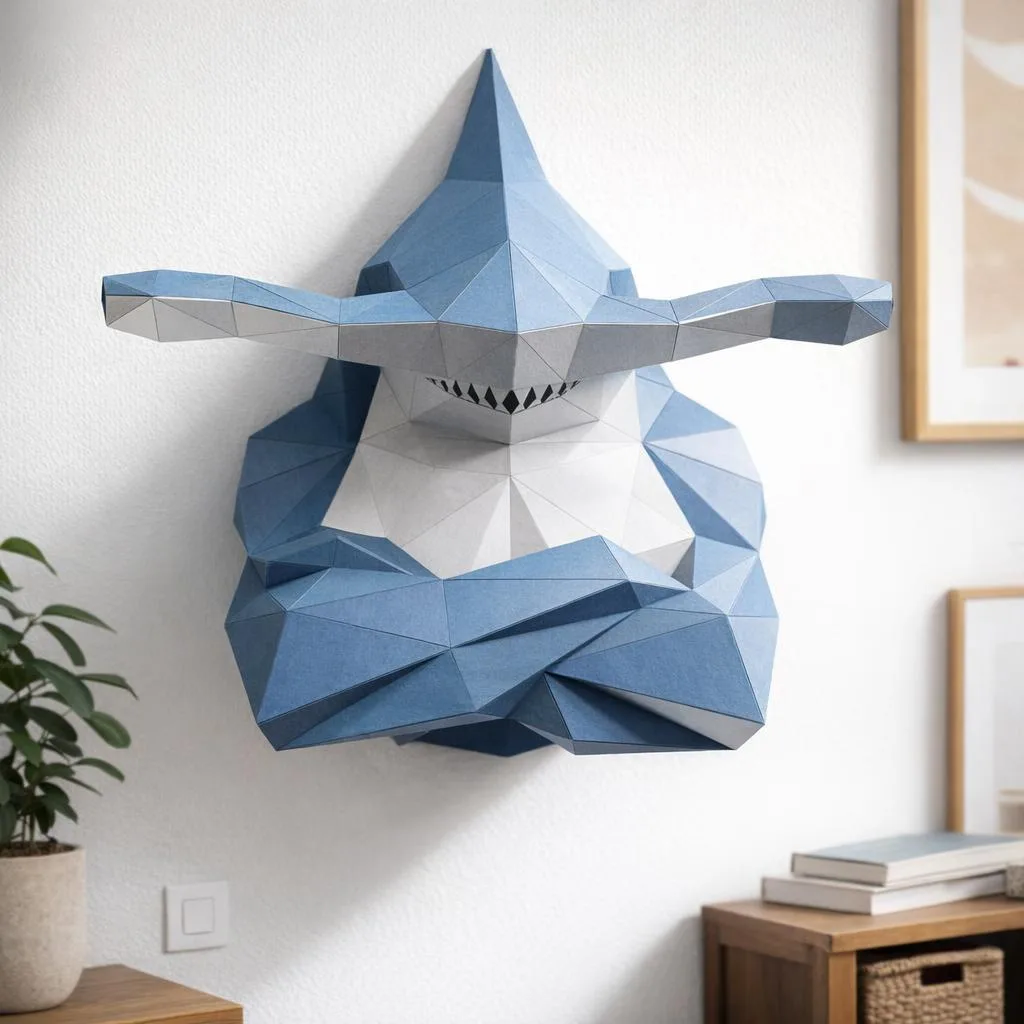 Papercraft Hammerhai-Wandbüste aus 3D-Origami