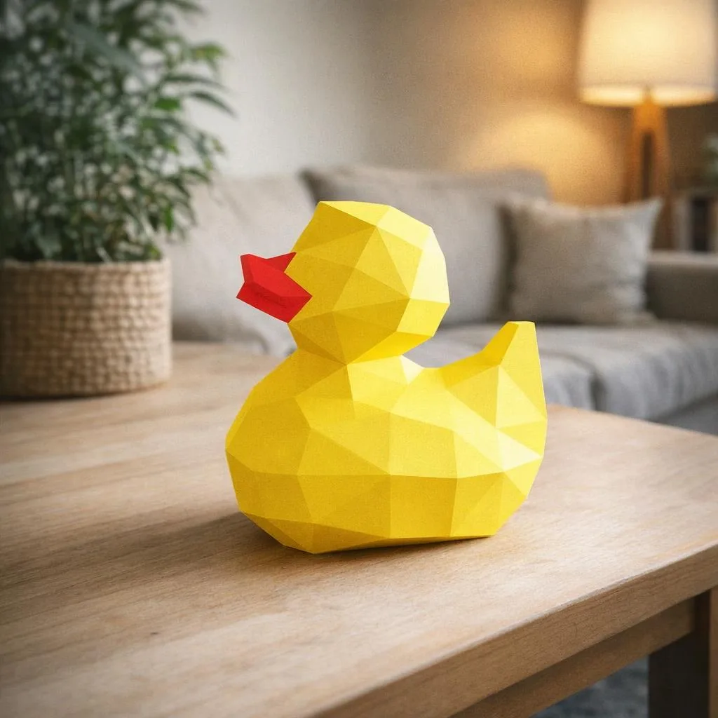 Papercraft patinho amarelo em origami 3D