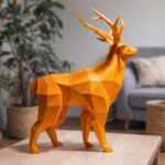 Papercraft ciervo de pie en origami 3D