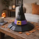 Papercraft sombrero de bruja para Halloween en origami 3D