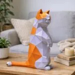 Papercraft gato Munchkin de pie en origami