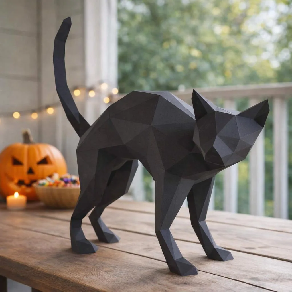 Papercraft gatto per Halloween in origami 3D