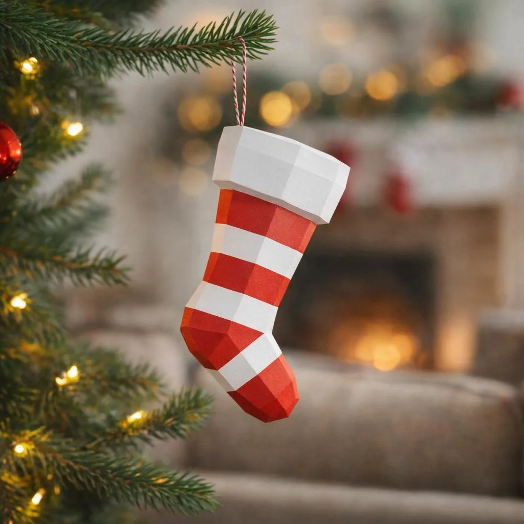 Papercraft Weihnachtsstrumpf aus 3D-Origami