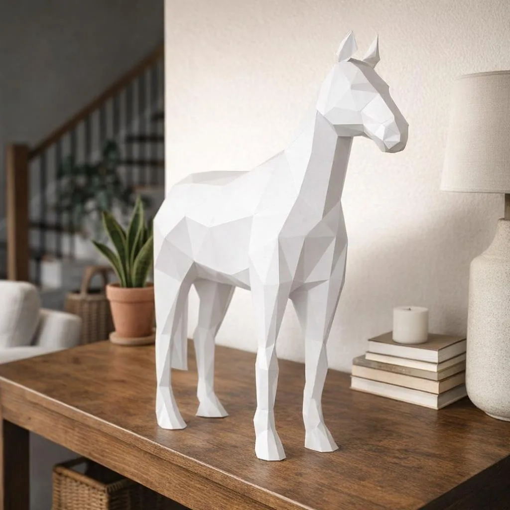 Papercraft stehendes Pferd im 3D-Origami