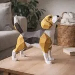 Beagle hond papercraft 3D, weergave 2
