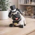 Papercraft chien carlin mignon en origami 3D