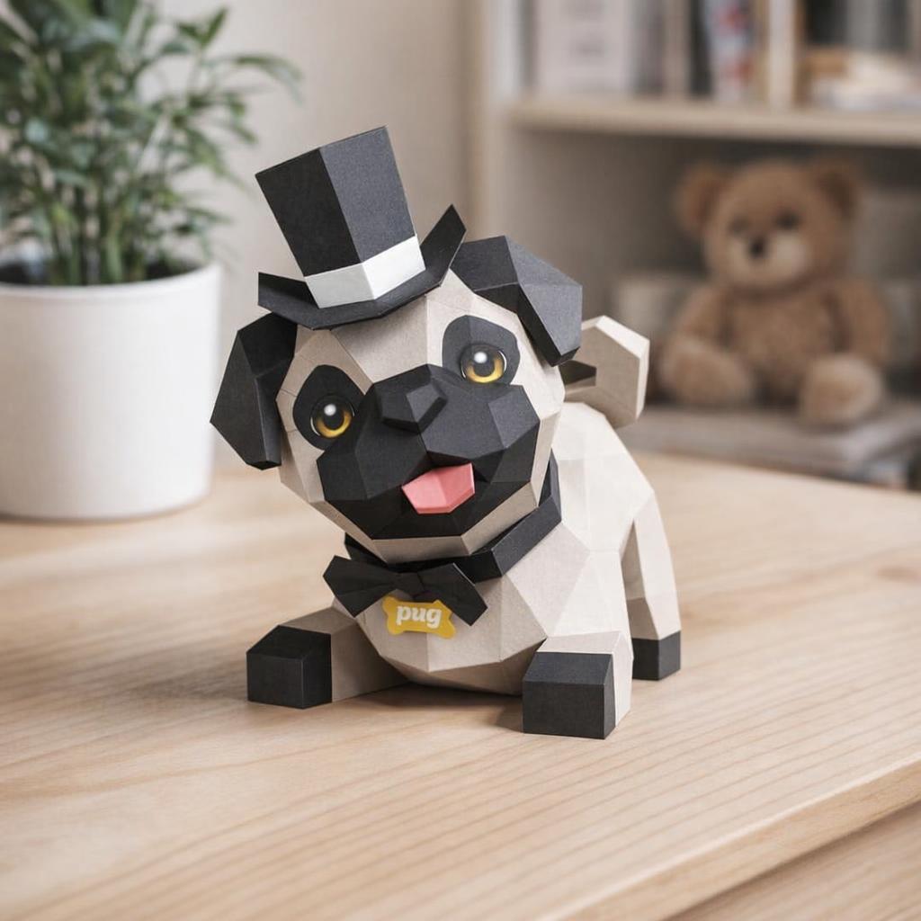Papercraft de furet en origami 3D