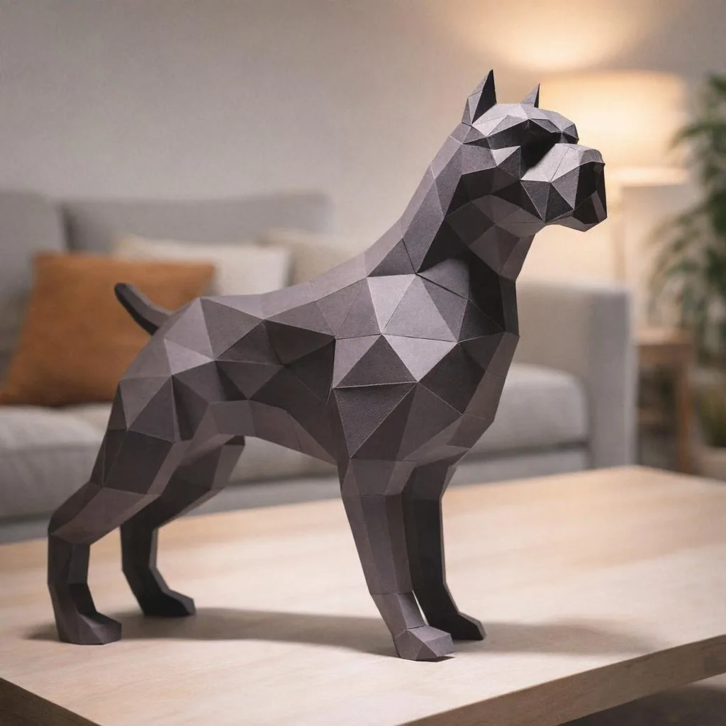 Papercraft perro Pit bull en origami