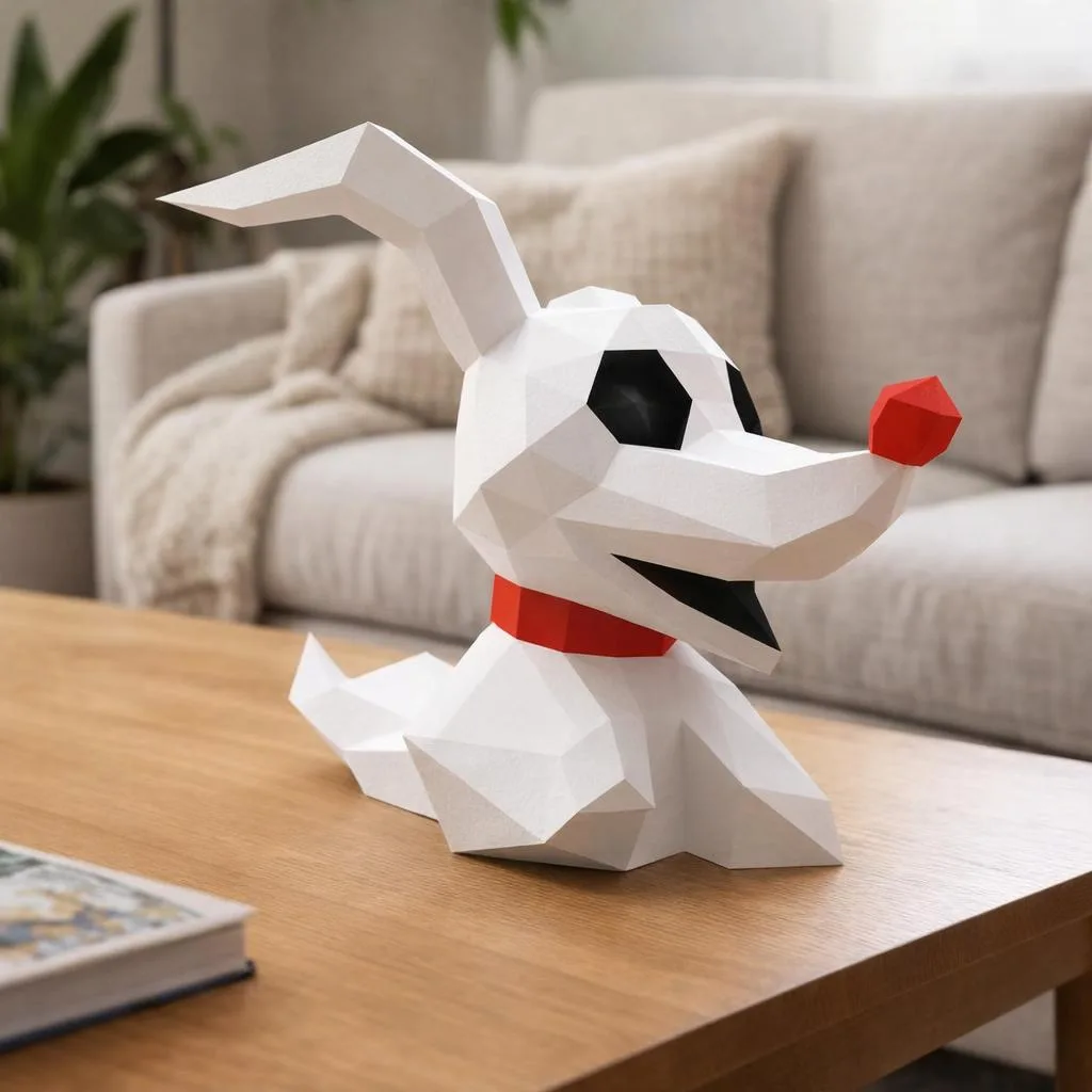 Papercraft perro Zero chibi en origami