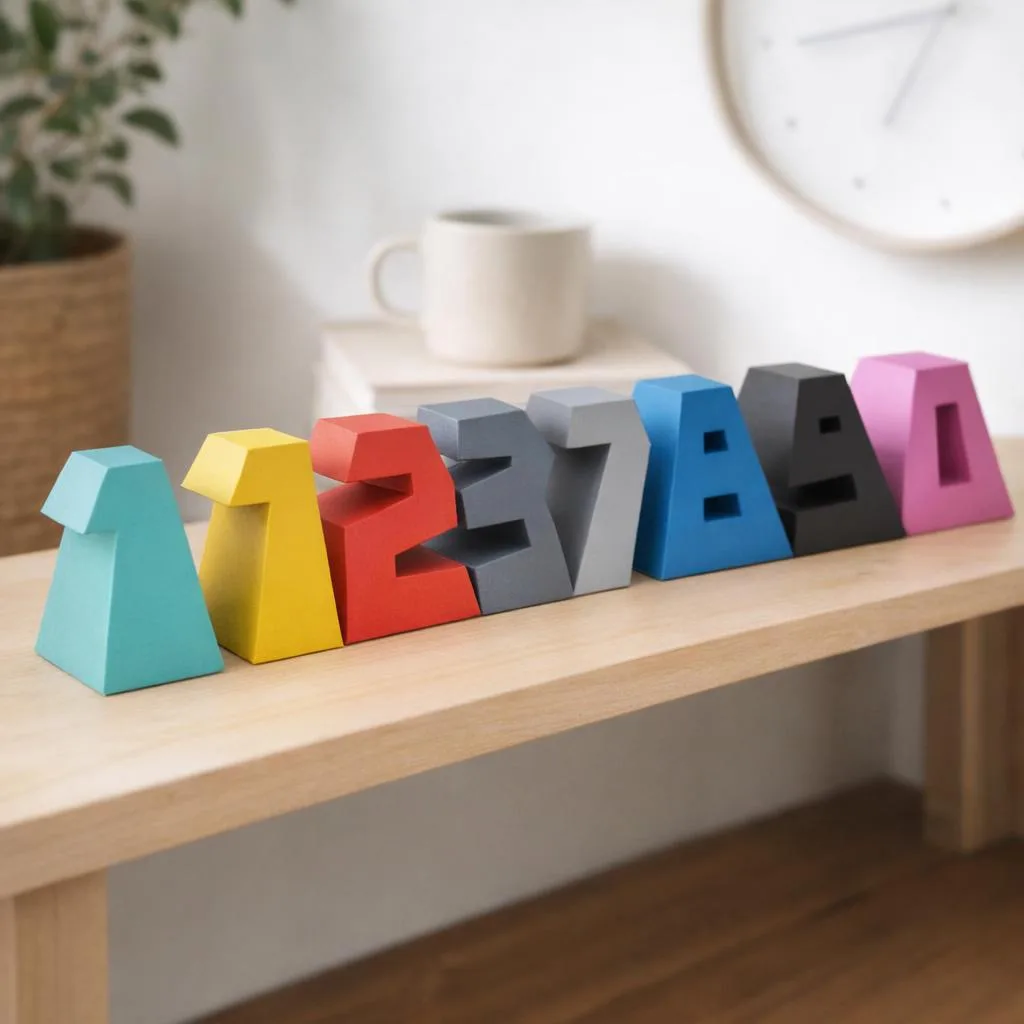 Papercraft Zahlen als 3D-Origami, von 0 bis 9