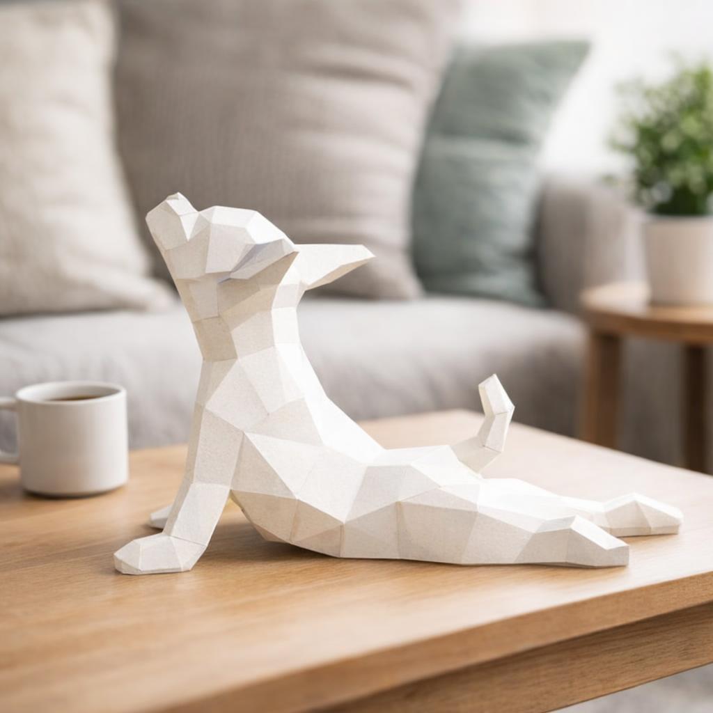 Papercraft chihuahua de yoga en origami 3D