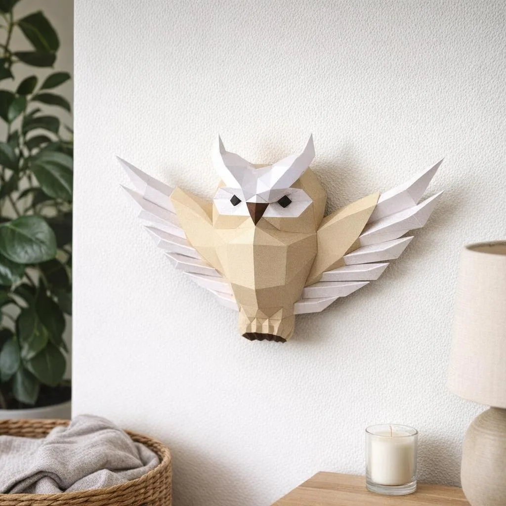 3D origami owl papercraft wall relief