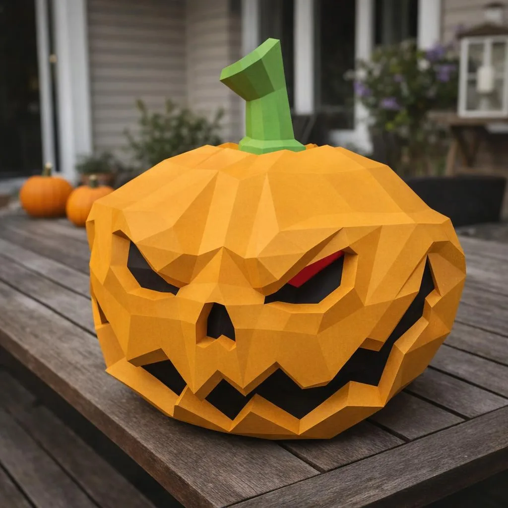 Papercraft-Kürbis für Halloween als 3D-Origami