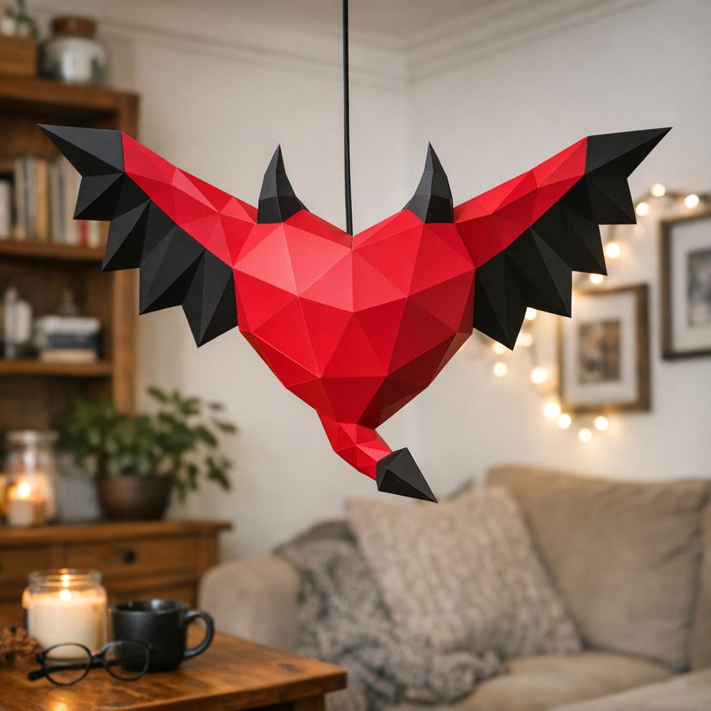 Papercraft Coeur Maléfique en origami 3D