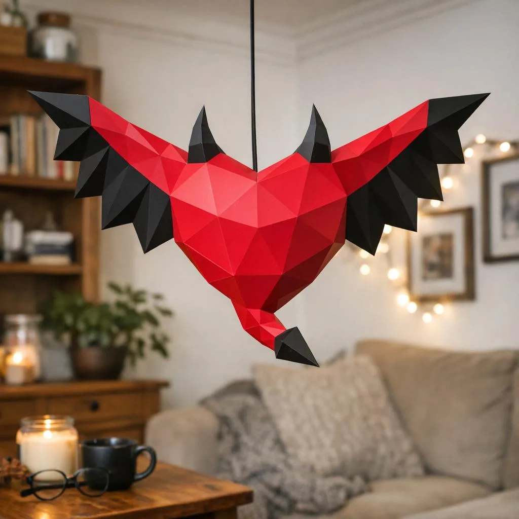 Papercraft Coeur Maléfique en origami 3D