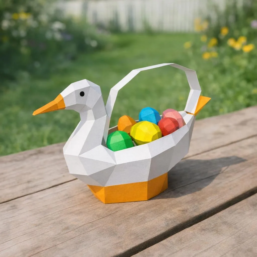 Papercraft-Entenkorb für Ostereier